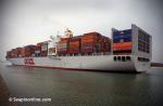 ID 610 OOCL SHANGHAI (1999/65900grt/IMO 9198111, ex-E.R. SHANGHAI) berthing in Southampton, England on her maiden visit.